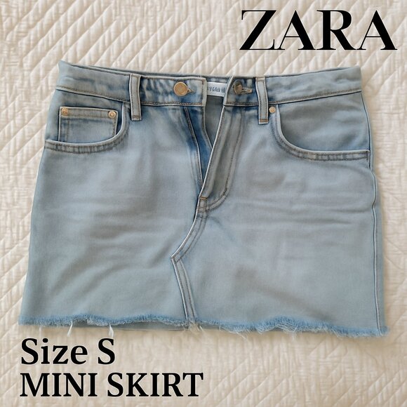 Zara Light Wash Denim Mini Skirt - Picture 1 of 5